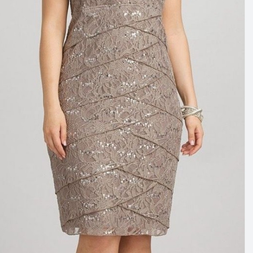 Scarlett Nite Shimmering Silver Midi Dress - Picture 2 of 12